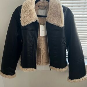 A.L.C. Avery Black and Cream Teddy Jacket